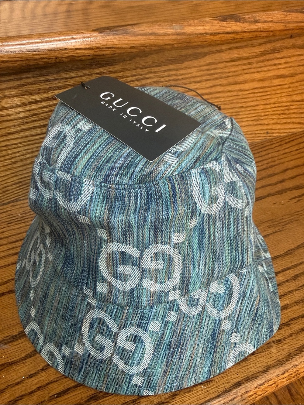 Gucci Blue and White GG Bucket Hat